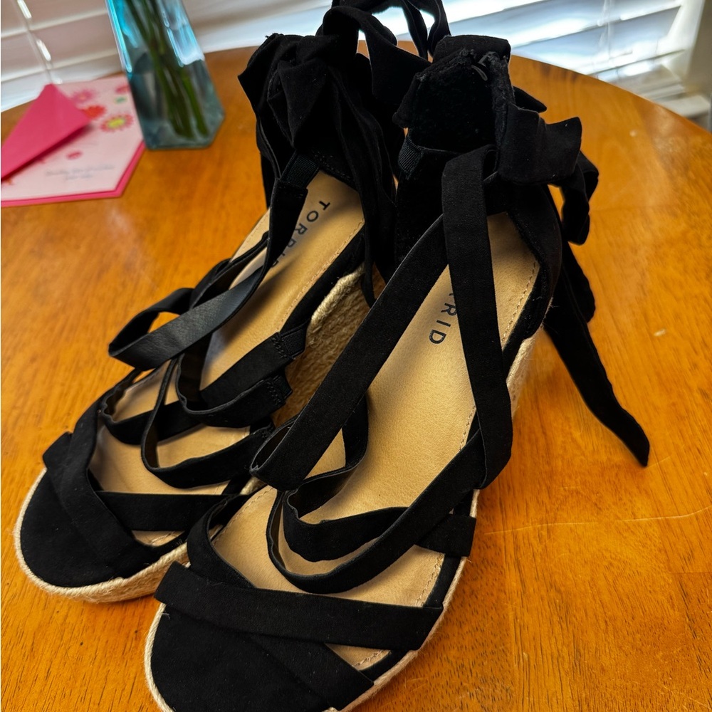 Torrid Black Espadrille Strappy Heels